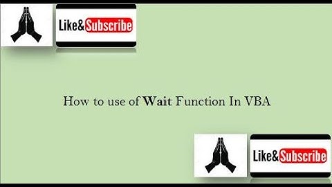How to use of wait function in VBA