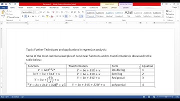 Lecture # 11 Further Techniques And Applications In Regression Analysis