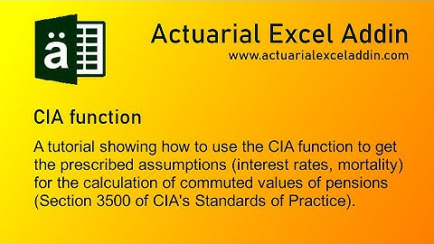 Actuarial Excel Addin - CIA function