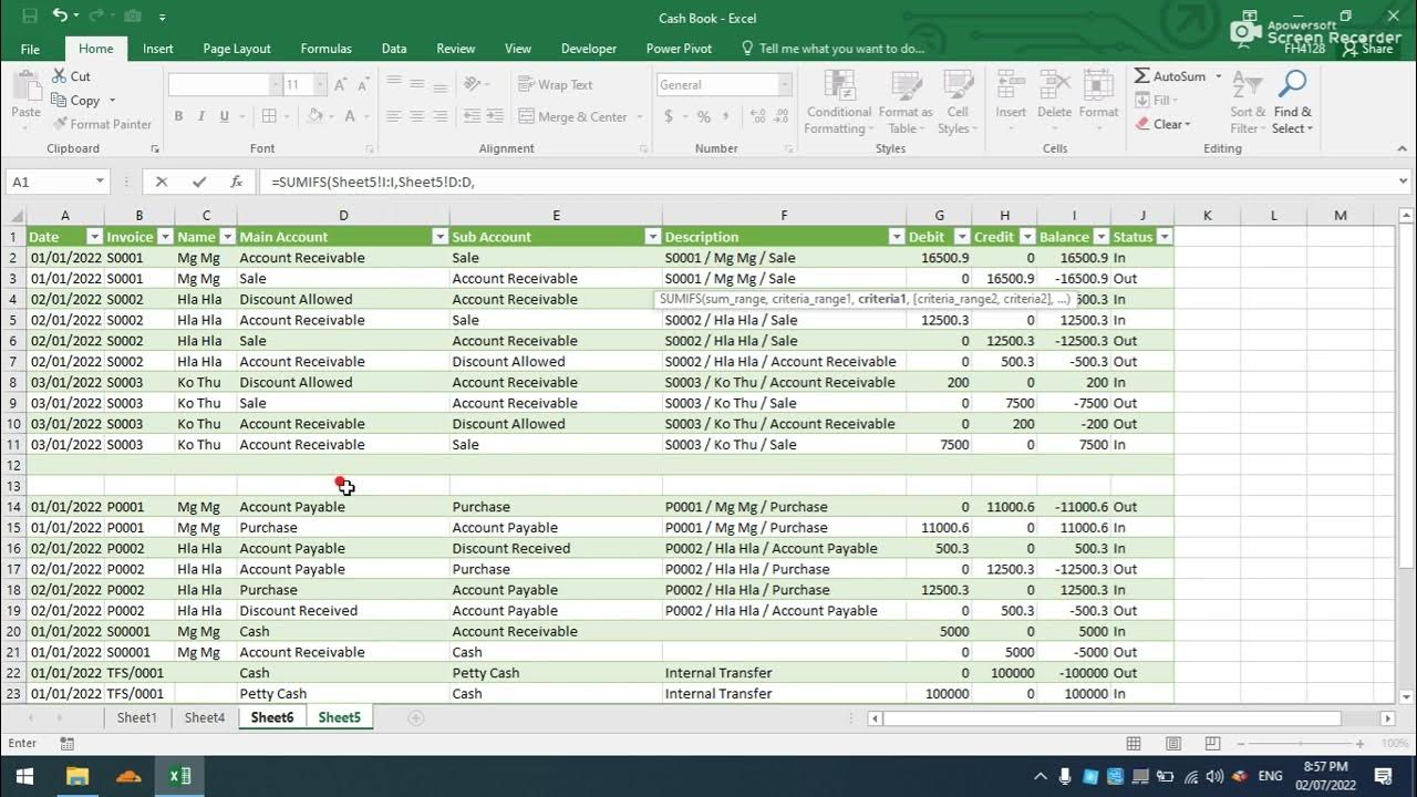 36 Daily Cash Report -(Excel for Accounting Multiple Users) - YouTube