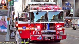 FDNY One Scene Compilation of Fire Engines & Trucks: RARE Field Comm Unit, Rescue 1