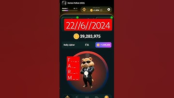 TODAY 22 JUNE HAMSTER KOMBAT DAILY CIPHER CODE 1M COINS #today  #hamsterkombat #dailycombo #cipher