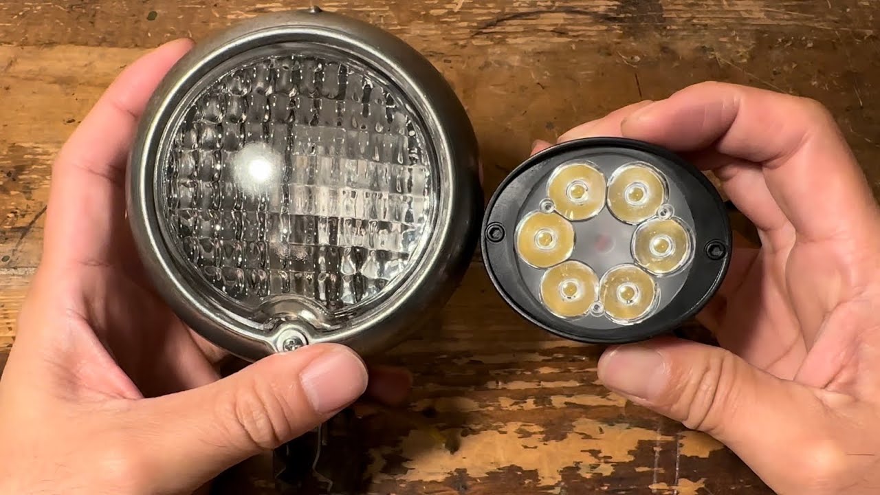 ロウソク光量のビンテージヘッドライトをLEDに改造する。Convert