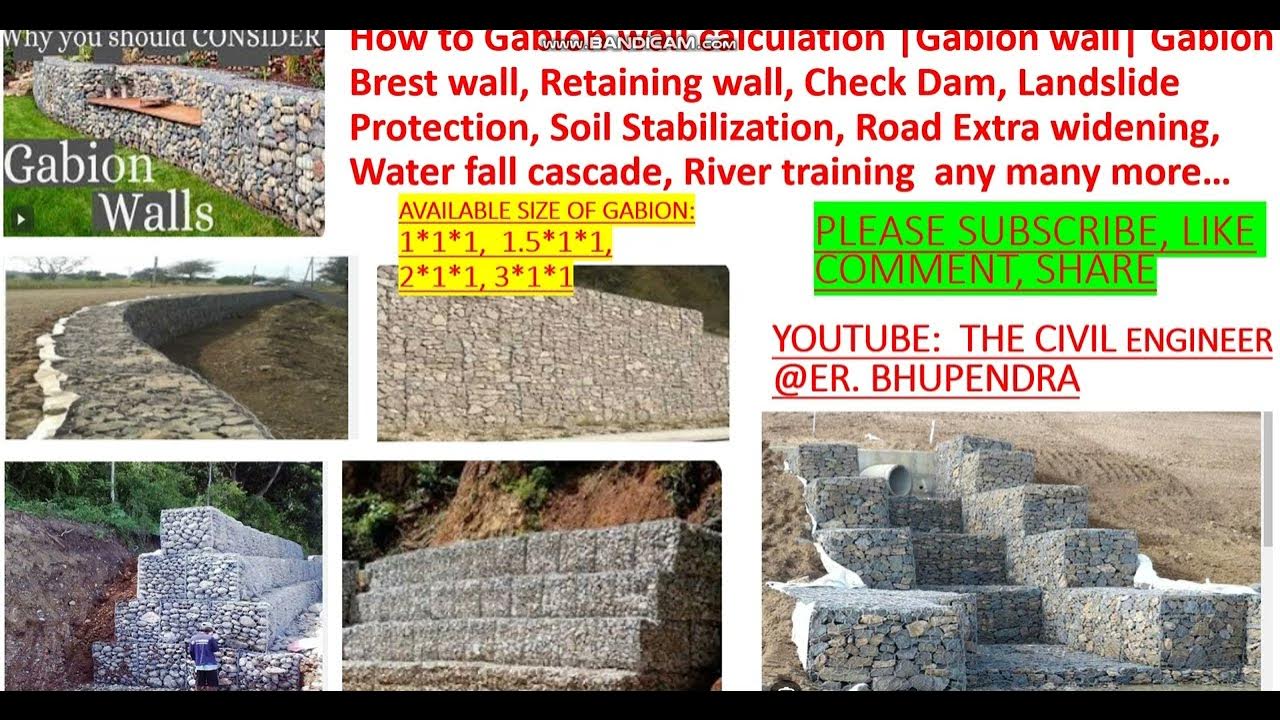 How to Calculate Gabion wall in Details Brest,Retaining wall,Soil