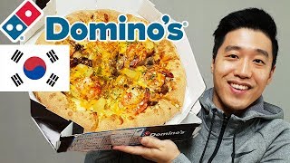 Trying Korean Dominos Pizza Shrimp Wagyu Steak Black Angus Beef Lobster Seoul South Korea screenshot 1