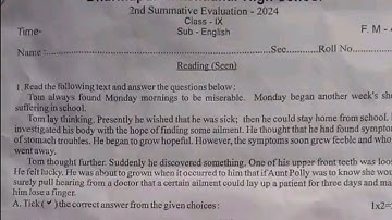 class 9 english 2nd unit test suggestion 2024 | class 9 english 2nd unit test question 2024
