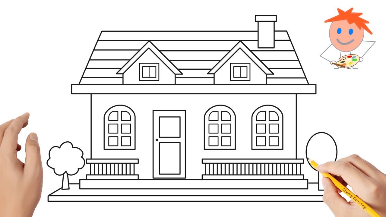 How to Draw a House Easy Step by Step Drawing for Kids 