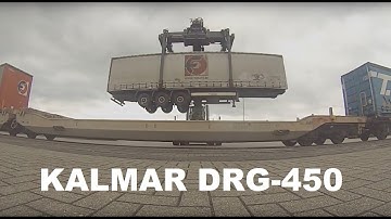 Kalmar DRG450: handling and loading trailer on wagon with ReachStacker