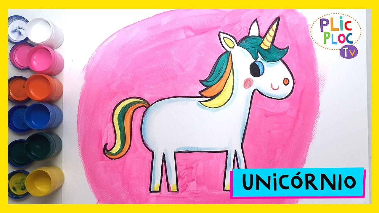 Como colorir desenho de Unicórnio Learn Unicorn rainbow paint