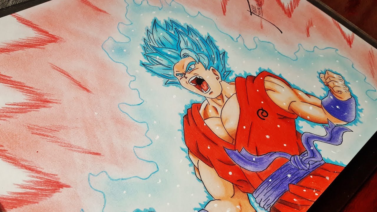 COMO DESENHAR Goku Super Saiyan Blue Kaioken x10