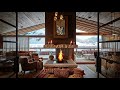 French Alps Ski Chalet Ambience | Fire Crackling, Christmas Jazz and Snow Sounds