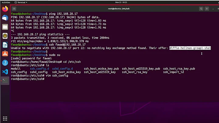 SSH from Ubuntu to Cisco Switch