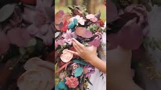 Rustic Boho Cascading Wedding Bouquet Using Sola Wood Flowers