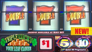 NEW! 9 line DOUBLE GOLD + 5x 10x Times Pay Quick Hits + 8x Crystal Bells + Lucky 4 Leaf Clover slots
