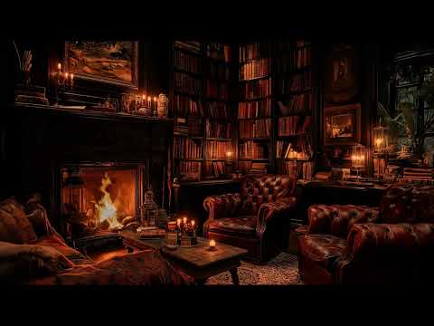 Tranquil Old World Library Fireplace Ambience for Relaxation and Concentration