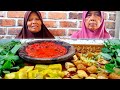 DUET MAUT MAKNYUS !! MUKBANG ANEKA LALAPAN + IKAN TERI + SAMBAL TERASI + OSENG KUCAY + TAHU GORENG