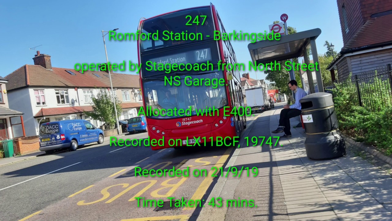 Full Route Visual. London Bus Route 247 Romford Station Barkingside. LX11BCE. 19747 Full Route Visual. London Bus Route 247 Romford Station Barkingside. LX11BCE. 19747