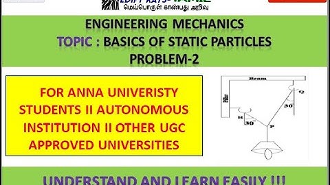 Engineering mechanics Basics of static particles PROBLEM 2 –Tamil
