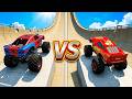 Spider Man vs McQueen: Monster Truck Obstacle Race Showdown!