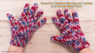 Este Patrón te Sorprenderá GUANTES de Crochet MUY FÁCILES Tejidos Rectos en 1 Pieza Paso a Paso