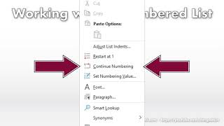 202 Working with a Numbered List