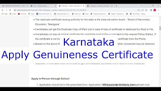 Karnataka - Apply Online for Genuineness Certificate