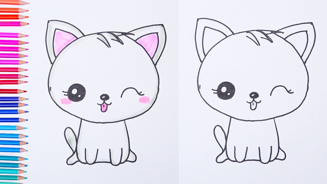 Draw so cute | How to draw CAT DRAWING CAT easy Easy drawings ...