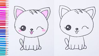 Draw so cute | How to draw CAT  DRAWING CAT easy  Easy drawings