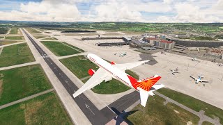 Beautiful View Moment Landing!! AIR INDIA Boeing 777 Landing At Zurich Airport