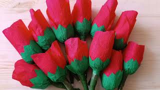 ROSAS DE PAPEL CREPE CON BOMBONES/FACIL