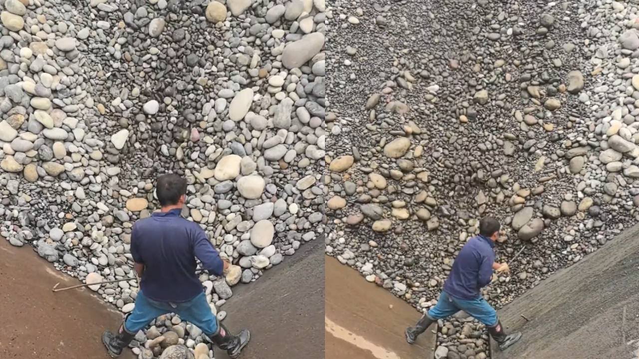 Unloading pebbles from a 3000-ton sand barge was incredibly smooth.