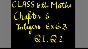 Class6th Maths Chapter 6 Integers Exercise 6.3 Q1 , Q2 all parts