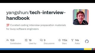 GitHub - yangshun/tech-interview-handbook: 💯 Curated coding interview preparation materials for b...
