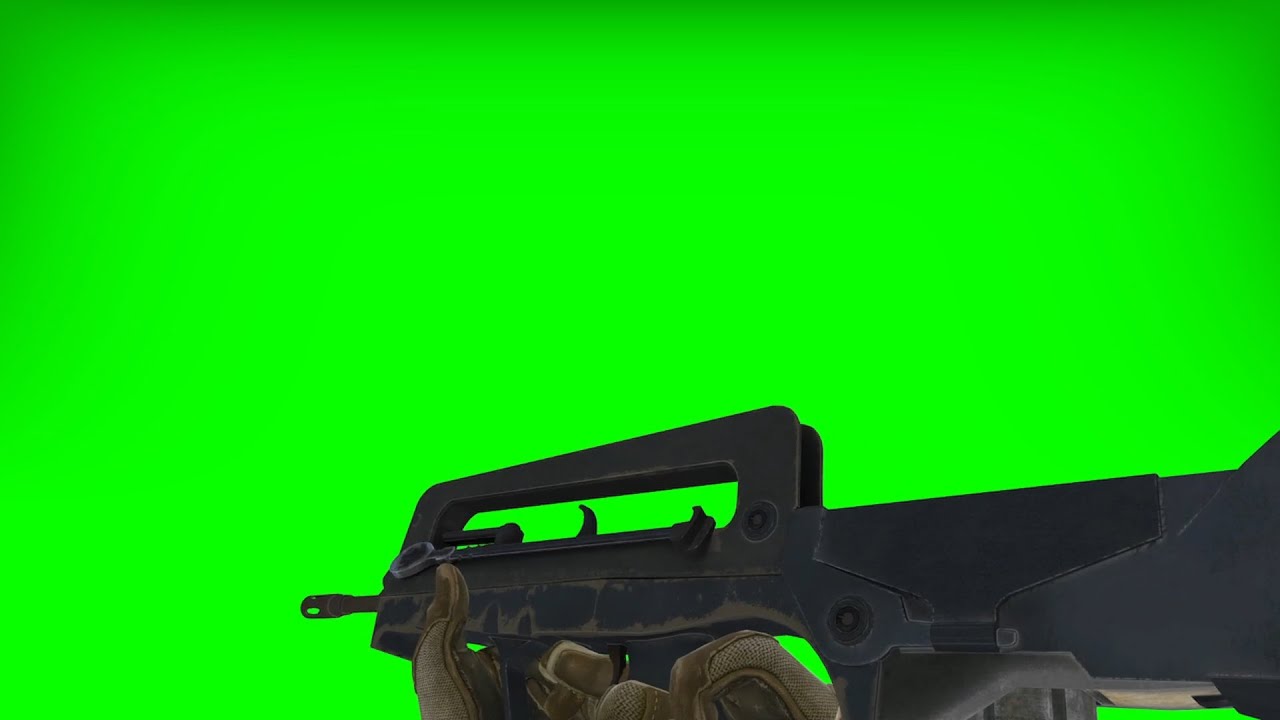 FPS view, Assault rifle FAMAS, green screen - YouTube