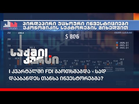 პირველ კვარტალში FDI გაოთხმაგდა და $568 მილიონს მიაღწია