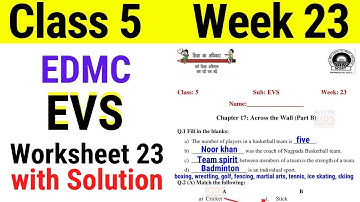 EDMC Class 5 EVS Week 23 Worksheet 23 / class 5th EVS worksheet 23 with Solution Week 23
