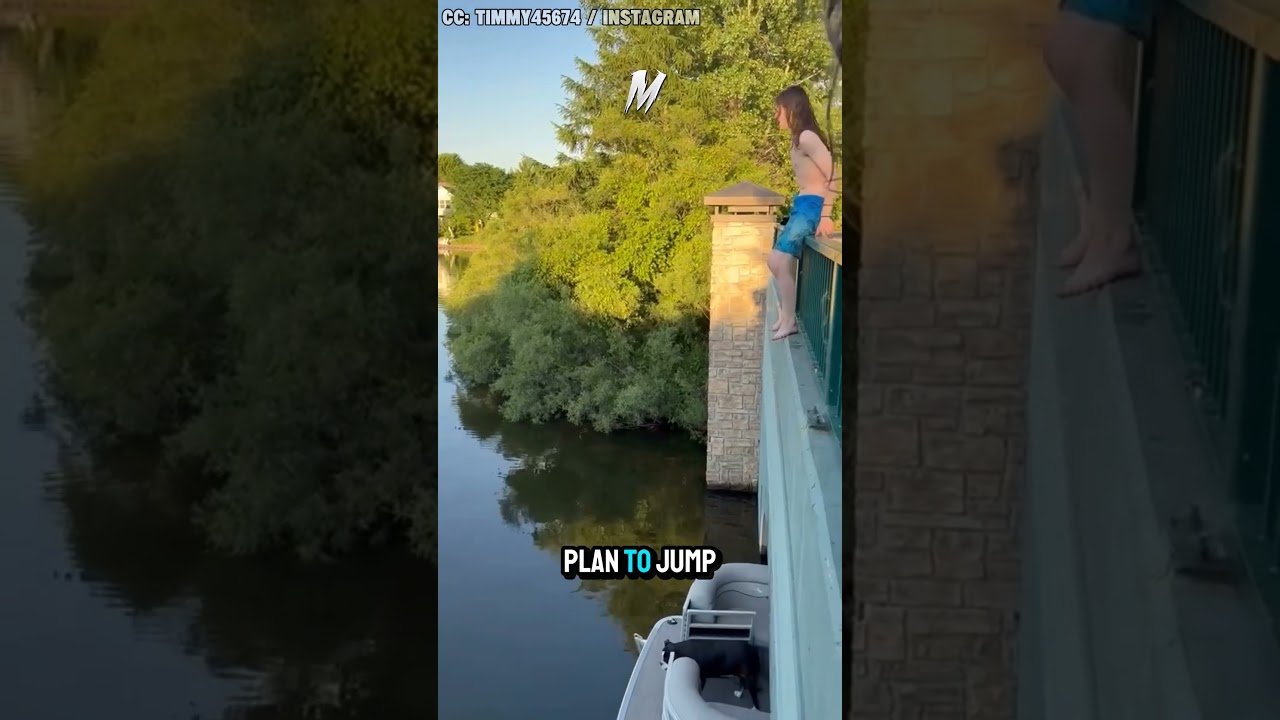 Terrified Man Jumps Off Bridge to Escape a Dog?! 