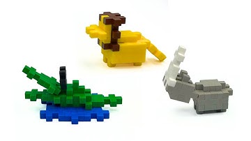 Plus-Plus Mini Animals: Crocodile, Lion, and Rhino Step-by-Step Tutorial!