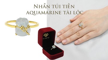 Nhẫn túi tiền aquamarine tài lộc, Nhẫn Aquamarine, Gold Ring