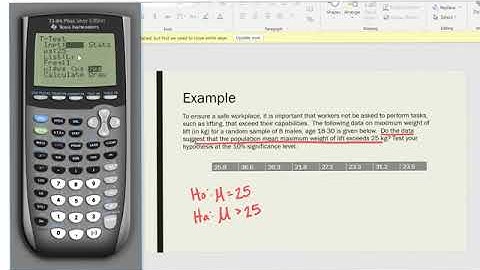 T-test Ti-84 Data  Method