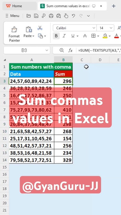 Sum commas values in Excel. #shorts #shortsfeed #shortsvideo # ...