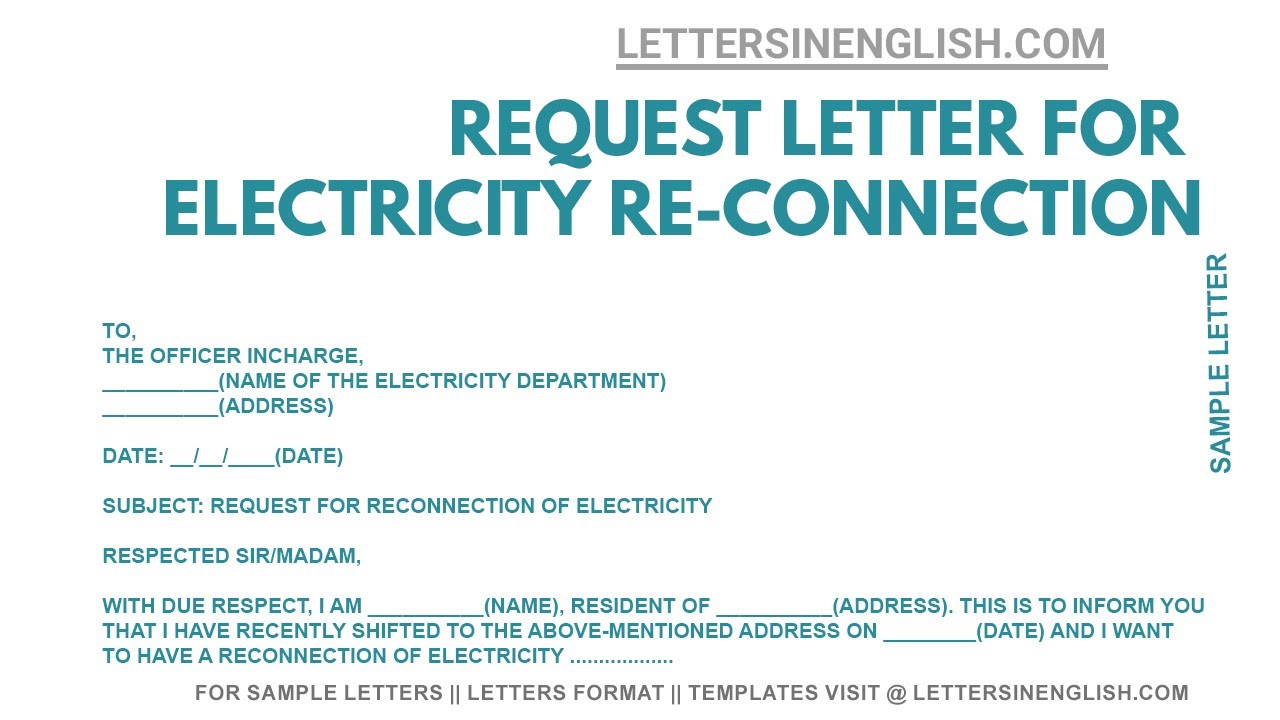 application letter format for new electricity connection