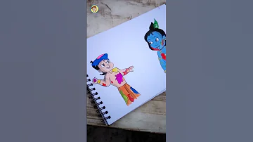 Holi Drawing Krishna and Chhota Bheem #holi #drawing #shorts