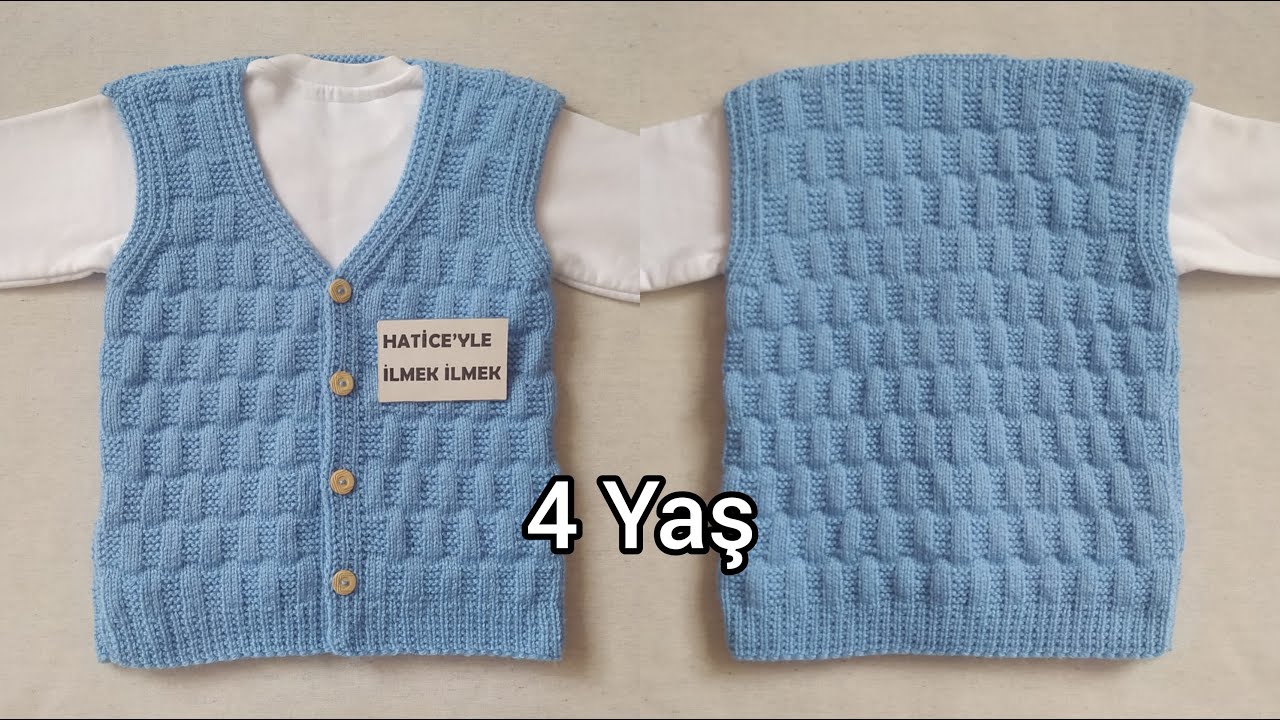 Barış Çocuk Yelek Yapımı 4 Yaş Kolay Basit 2 Şiş İle Sevilen Şık Kullanışlı Örgü Kazak Süveter Tarif