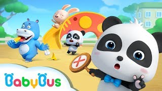 safety tips in a playground baby panda rides the slide kids safety tips babybus
