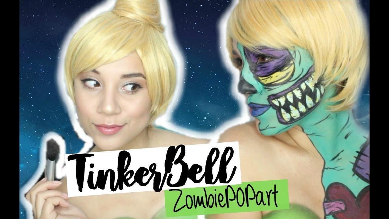 tinkerbell, zombie, pop, art, nuryjimenez1, halloween, makeup, nury, jimene...