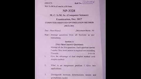 M. Sc./M.C.S. 3rd sem computer orinted optimization method previous year paper 2017