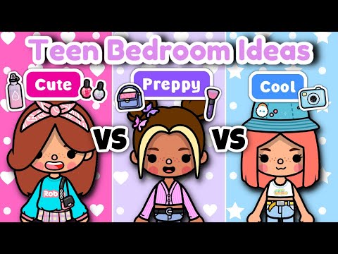 TEEN BEDROOM IDEAS! 💄💖🔑 || PREPPY vs CUTE vs COOL || Toca Life World