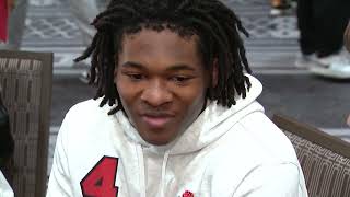 WR Jeremiah Smith speaks at media day ahead of Rose Bowl