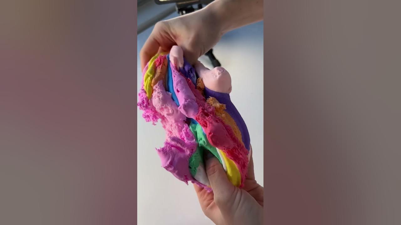 What should I do with these colourful clay chunks? 👀 #shorts #slime #asmr